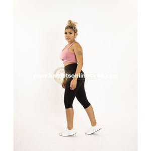 Exercise Pants High Rise Crop With Asymmetrical Side Panels.