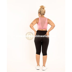 Exercise Pants High Rise Crop With Asymmetrical Side Panels.